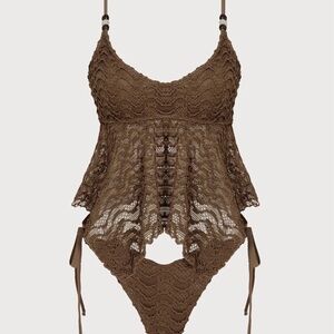 Samiol Brown Lace Bodysuit